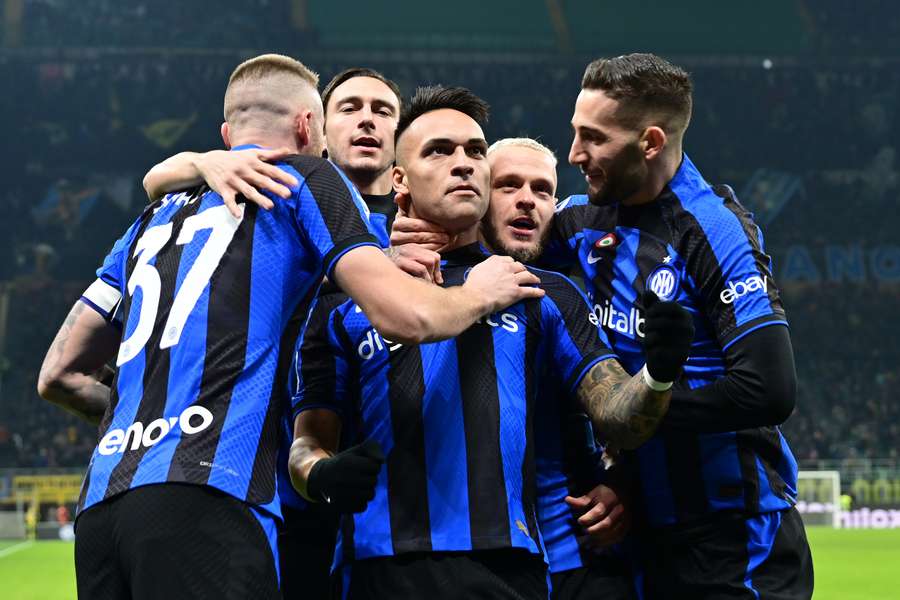 La festa dei giocatori dell'Inter