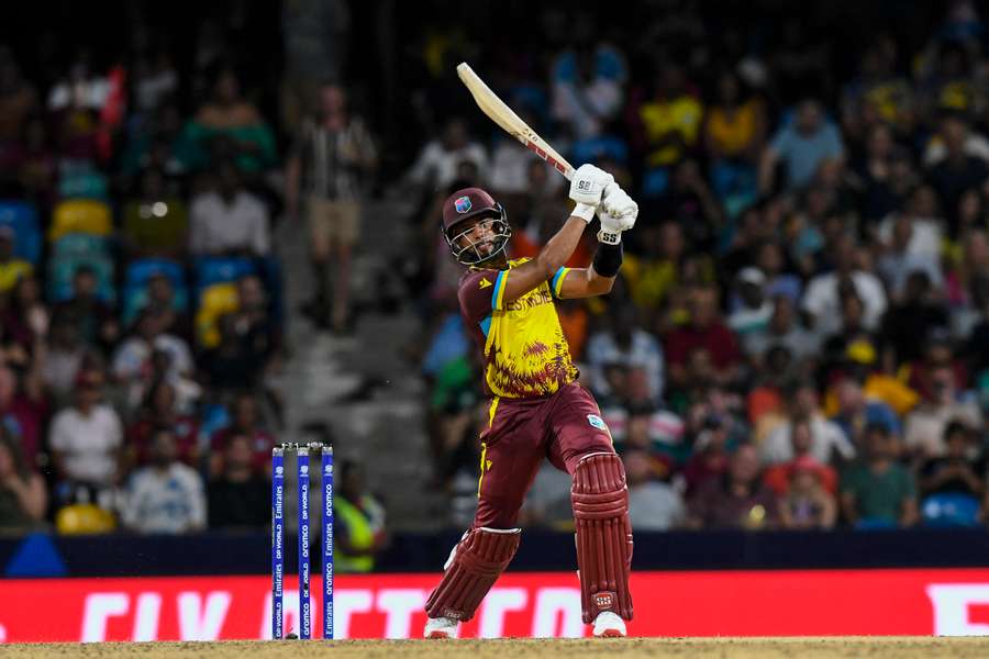 Shai Hope smashes a six en route to 82 from 39 balls in West Indies' nine-wicket drubbing of the USA in the T20 World Cup