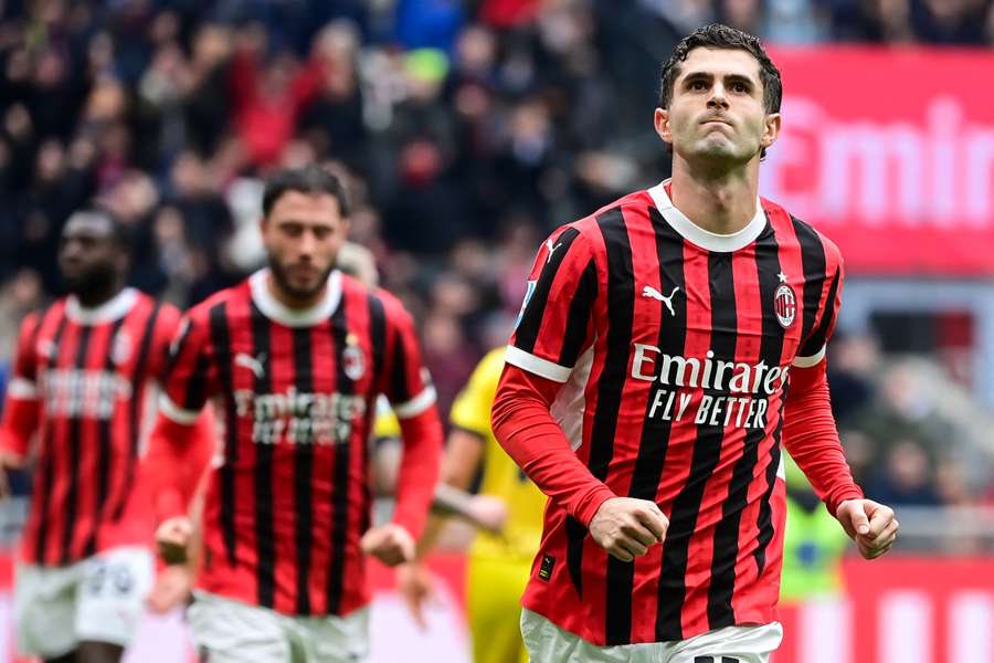 Christian Pulisic esulta per il gol segnato al Parma