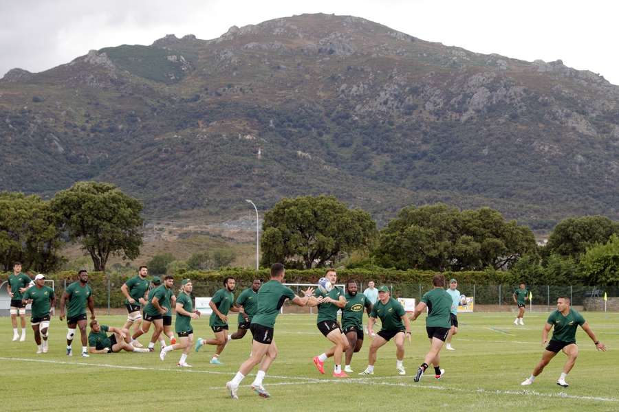 Het Zuid-Afrikaanse team op de training in Frankrijk