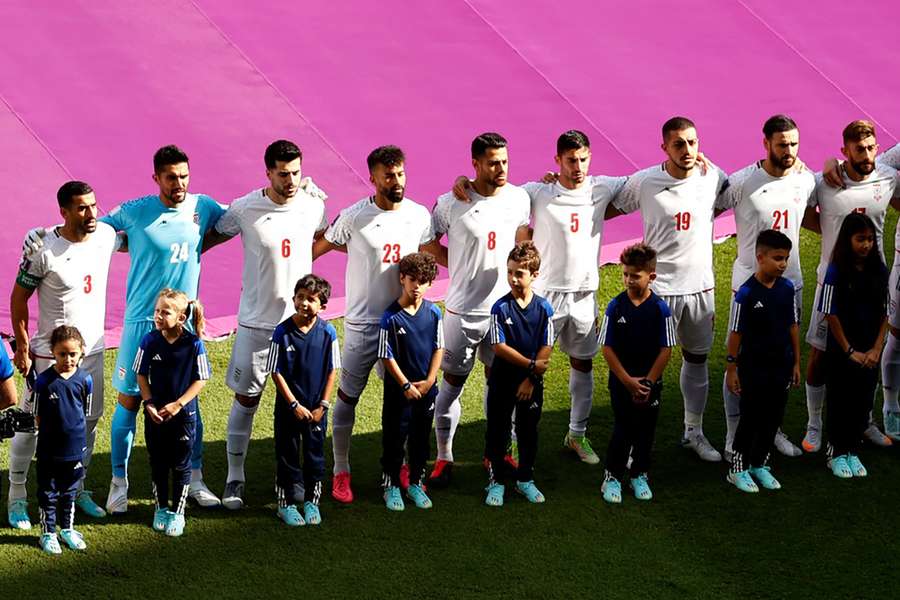 Iran team before kick-off v Wales