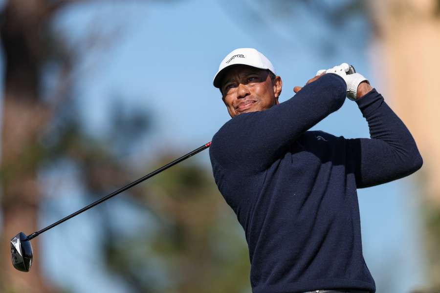 Tiger Woods tees off on the fifth hole during the PNC Championship at The Ritz-Carlton Golf Club in December
