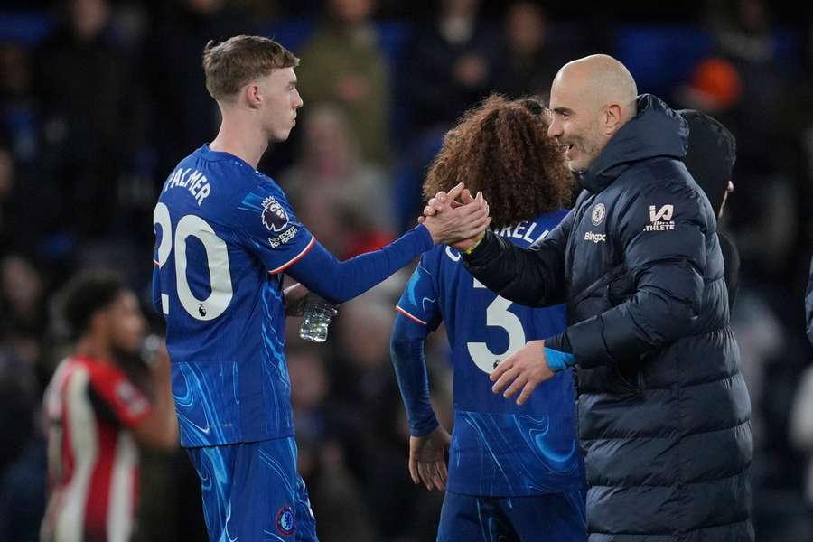 Maresca (right) is enjoying having Palmer to call upon as Chelsea boss