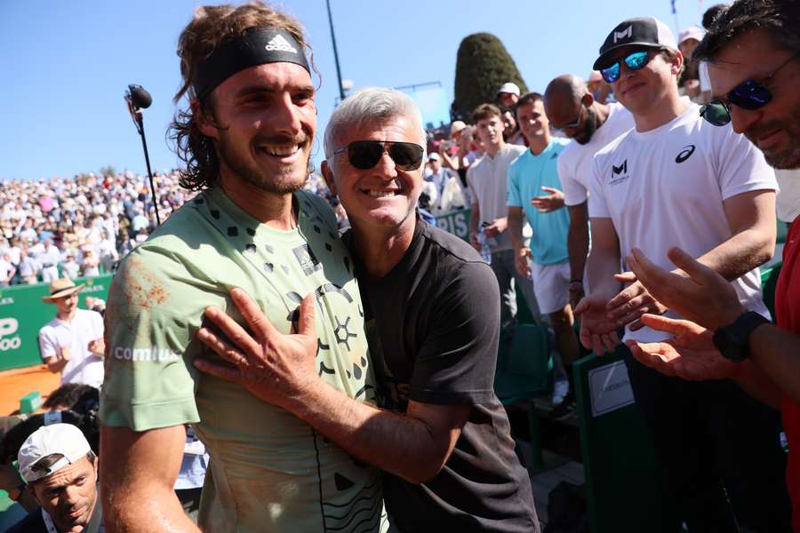 Stefanos Tsitsipas celebrates with his father Apostolos in 2022 Stefanos Tsitsipas celebrates with his father Apostolos in 2022