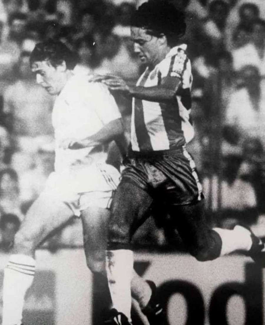 Robi, durante un Espanyol-Real Madrid