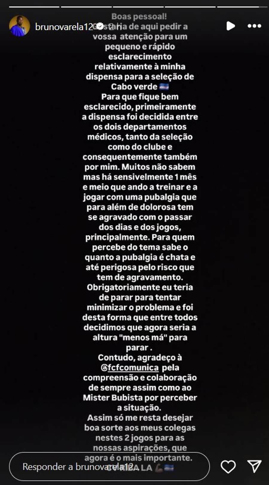 A publicação de Bruno Varela