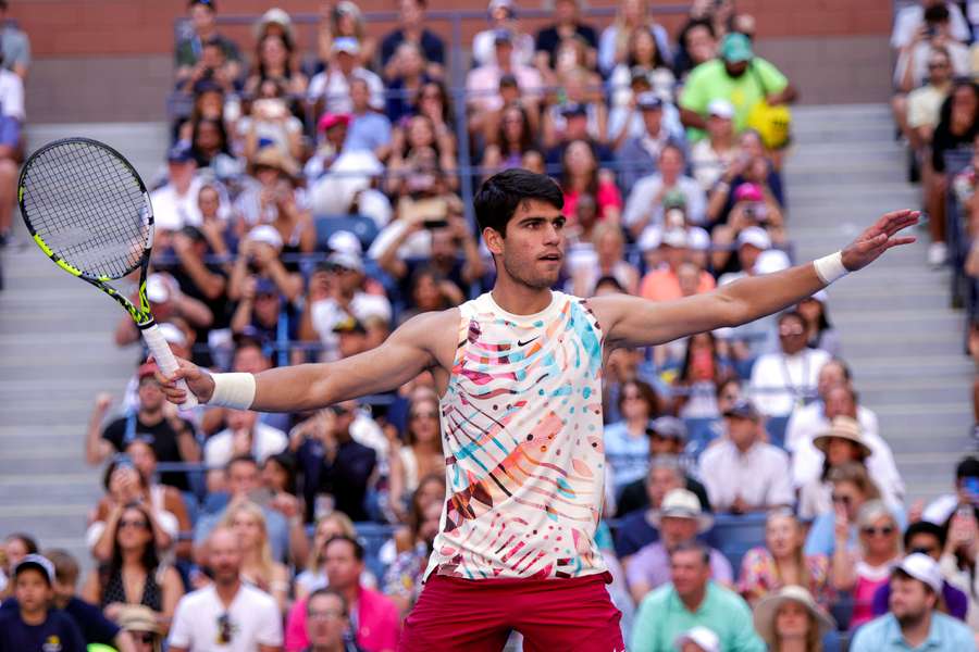 Alcaraz in action at the US Open