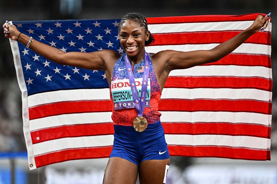Jefferson-Wooden celebrates stunning 100m title
