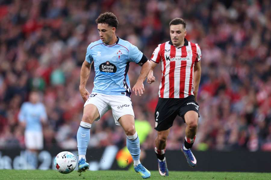 Pablo Durán, durante un partido del Celta en San Mamés
