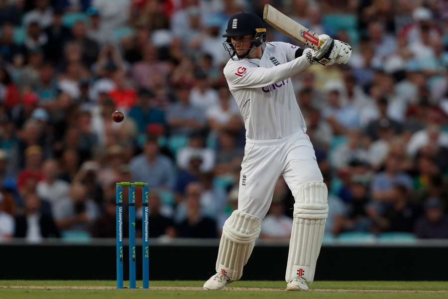 England batsman Zak Crawley plays a shot during the fourth day of the final Test match against South Africa