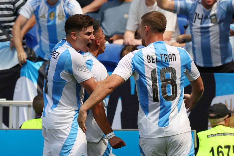 L'Argentine célébrant un but.