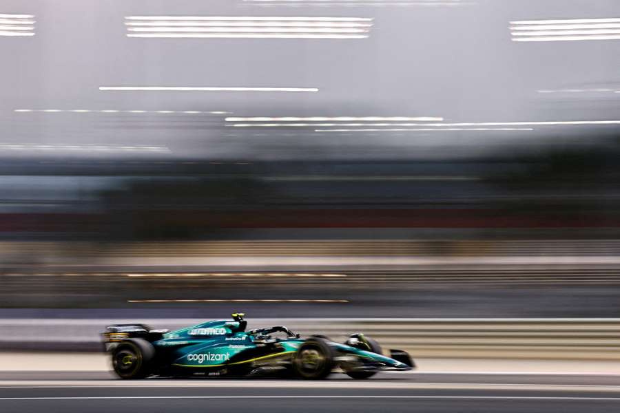 Fernando Alonso in action during testing in Bahrain