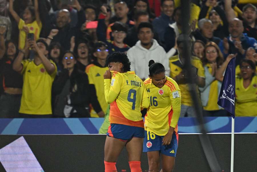 Muñoz celebra su gol en El Campín