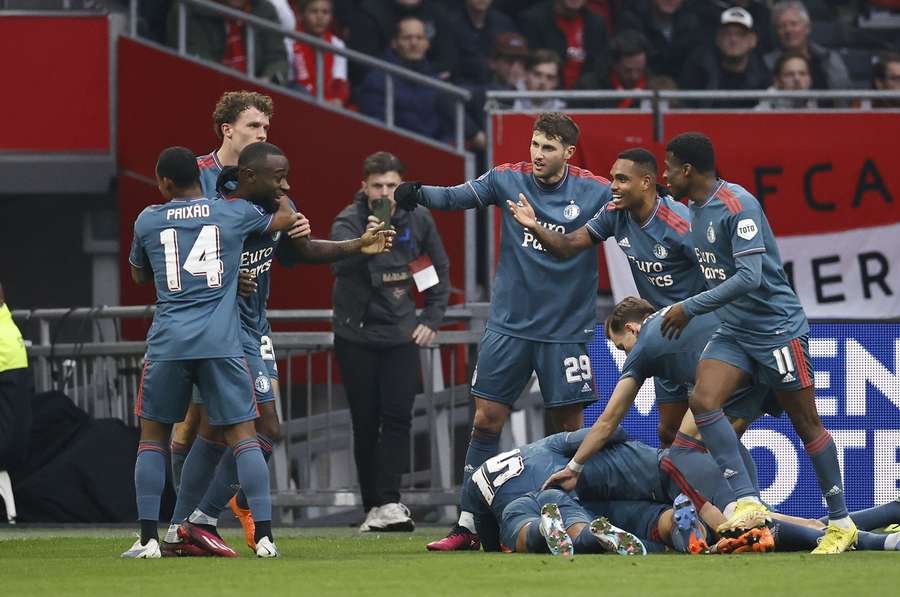 Feyenoord celebrate scoring the winner