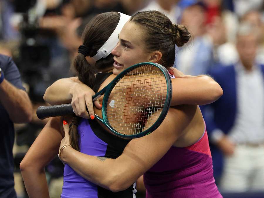 Sabalenka and Pegula embrace after the final