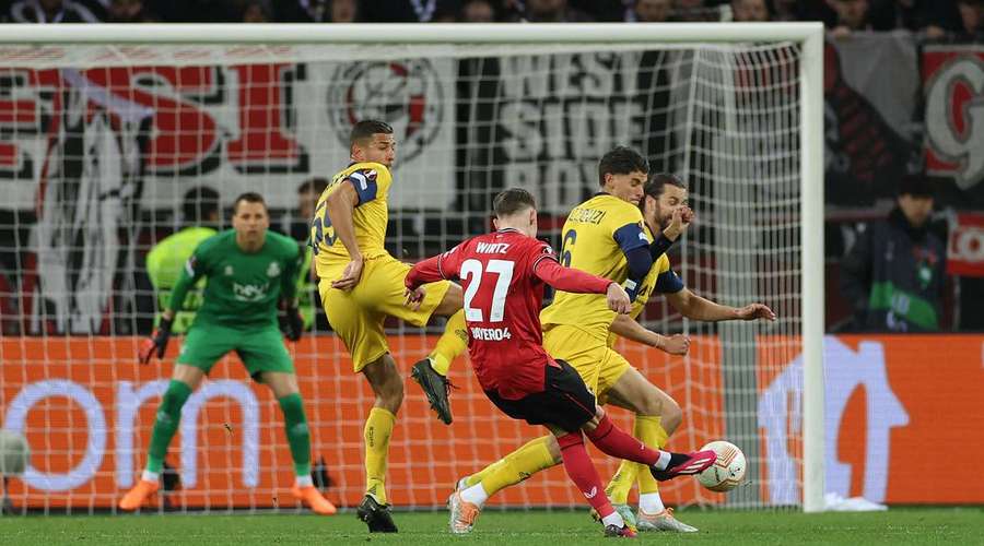 Il gol del pareggio del Leverkusen