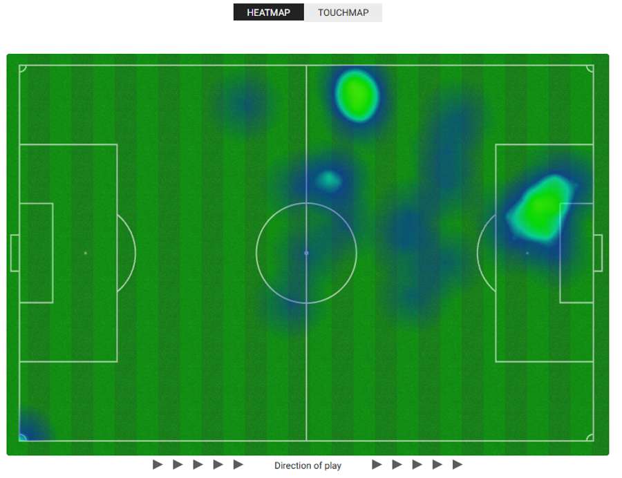 Mapa de calor de Cristiano Ronaldo frente ao País de Gales Mapa de calor de Cristiano Ronaldo frente ao País de Gales