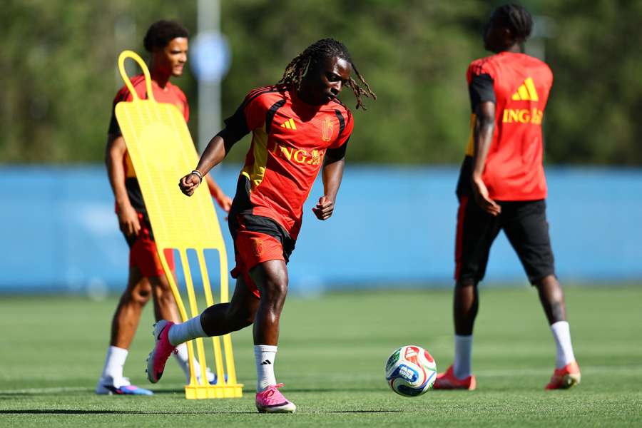 Jeremy Doku in training last week.