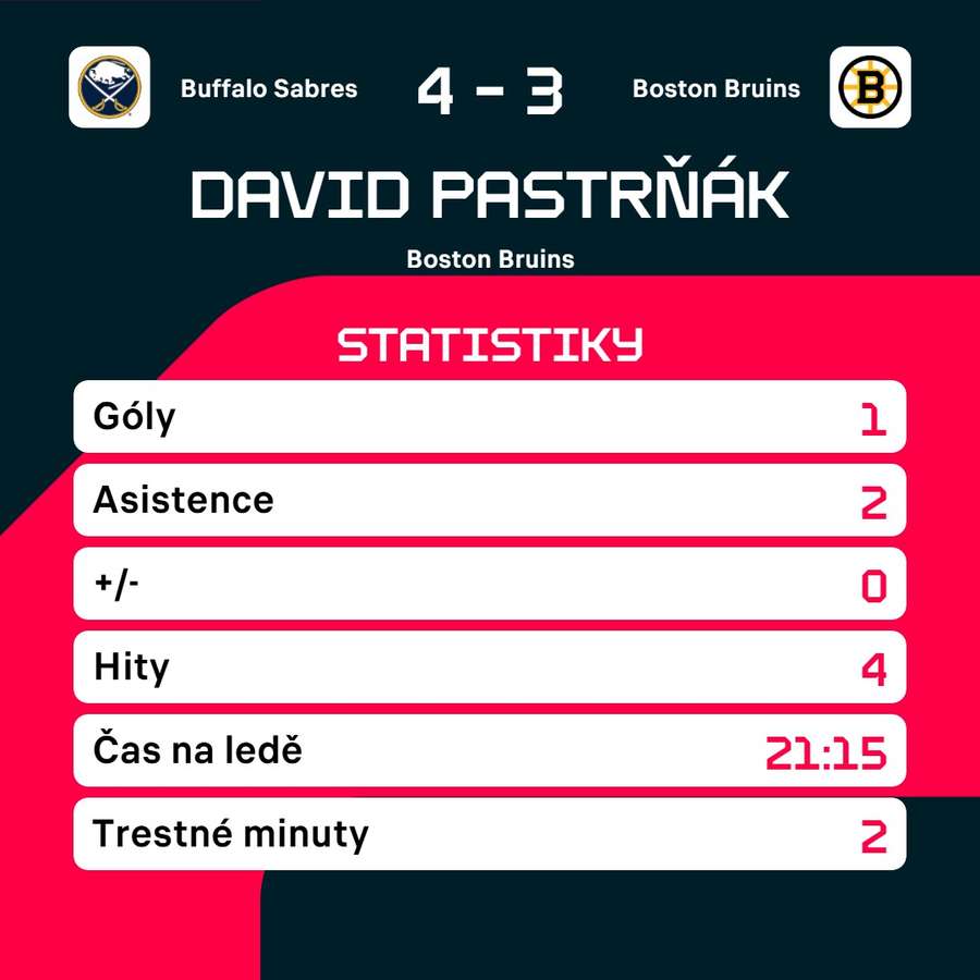Pastrňákovy zápasové statistiky.