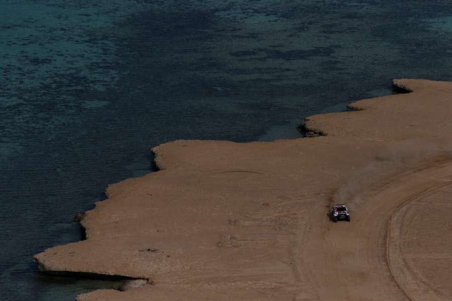 Toyota Gazoo Racing's Nasser Al-Attiyah and Co-Driver Mathiu Baumel in action