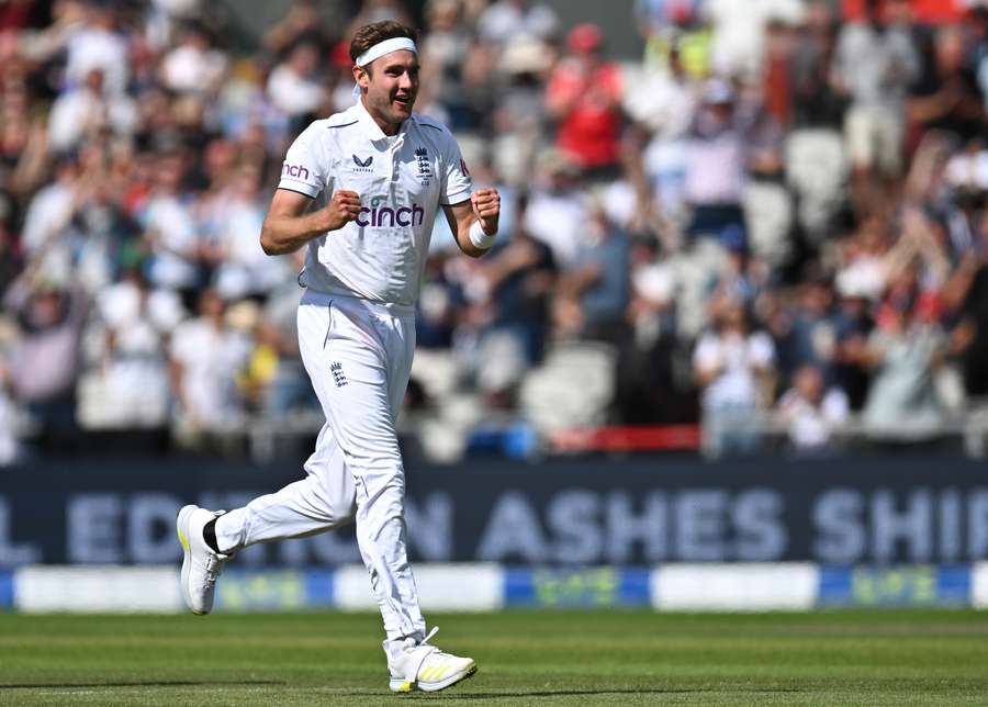 England's Stuart Broad celebrates after taking his 600th wicket