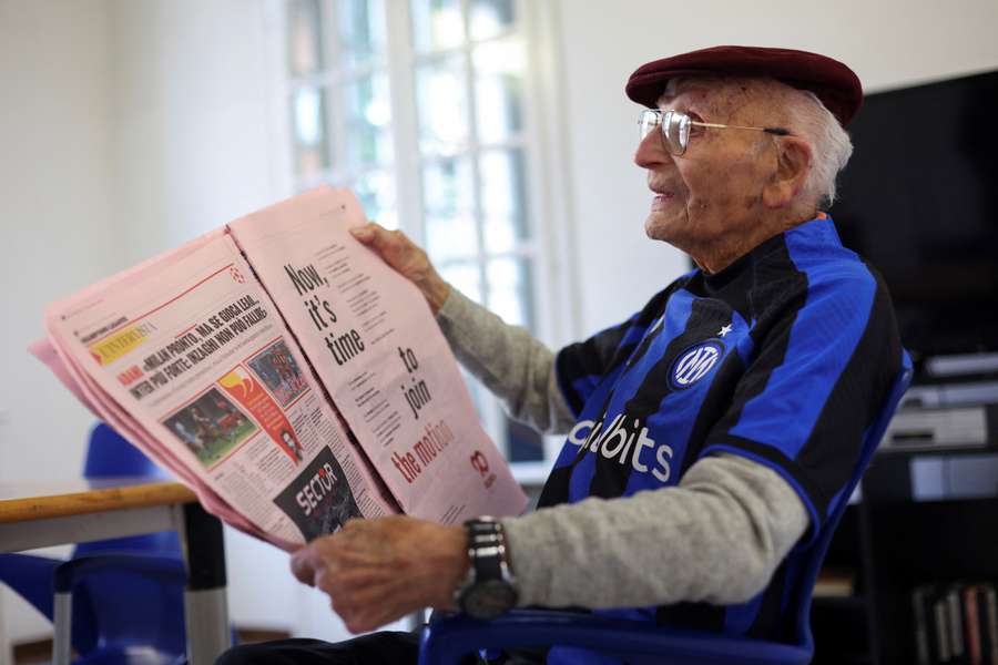 Enrico Vazini, adepto de 100 anos do Inter Milão