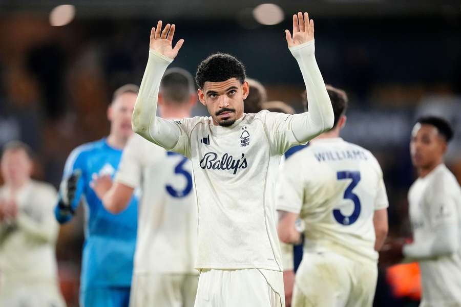 Nottingham Forest's Morgan Gibbs-White acknowledges the fans Nottingham Forest's Morgan Gibbs-White acknowledges the fans