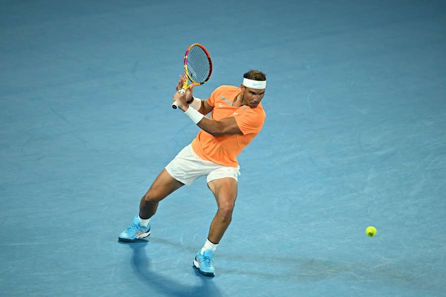 Nadal in actie op de Australian Open op 18 januari