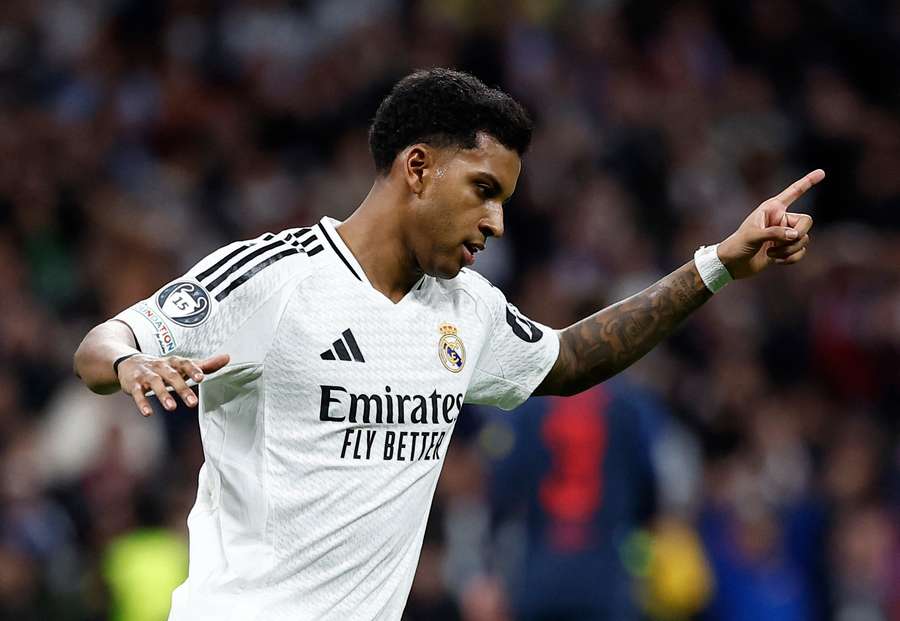 Real Madrid's Rodrygo celebrates scoring his side's second goal against Salzburg Real Madrid's Rodrygo celebrates scoring his side's second goal against Salzburg