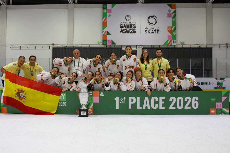La selección española junior de hockey línea, campeona del mundo
