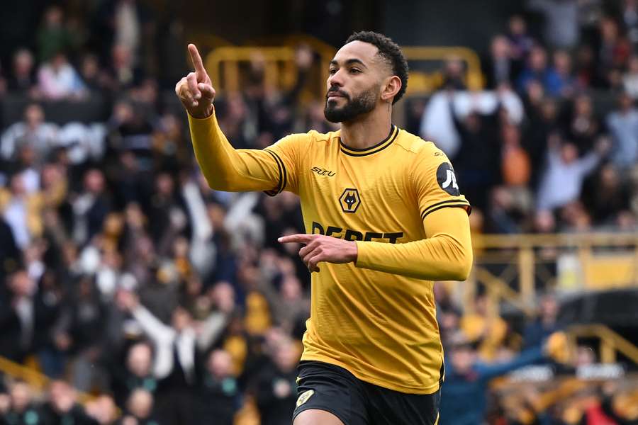 Matheus Cunha celebrates after scoring against Spurs last season