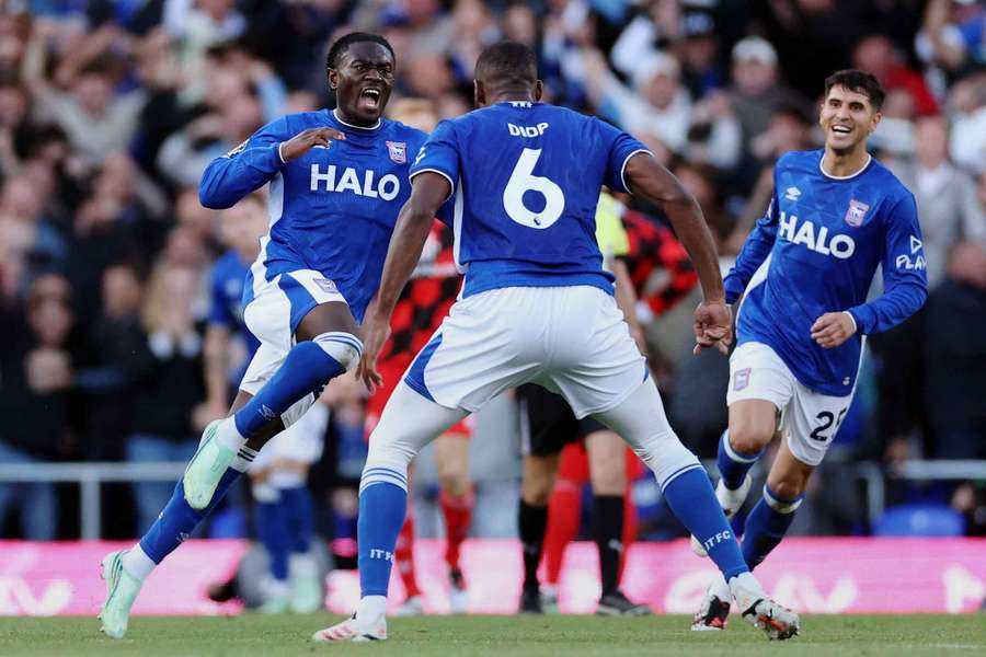 Abdoul Ouattara celebrates scoring Ipswich's equalising goal with Issa Diop Abdoul Ouattara celebrates scoring Ipswich's equalising goal with Issa Diop