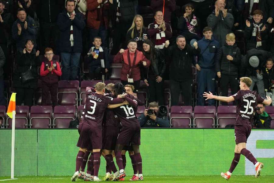 Heart of Midlothian's Alan Forrest celebrates scoring 