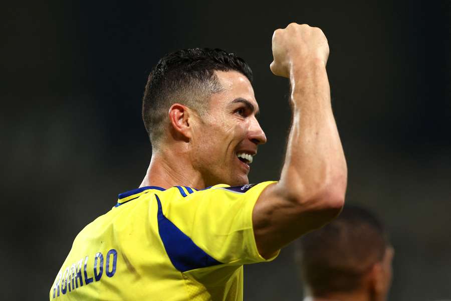 Cristiano Ronaldo of Al-Nassr celebrates scoring the second goal 