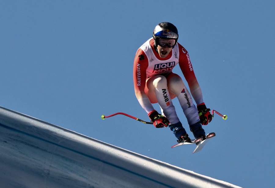 Marco Odermatt competes during the Men's Downhill event of the FIS Alpine Ski World Championship 2023