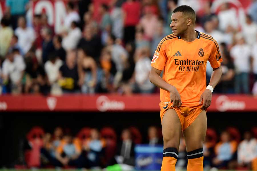 Kylian Mbappe in action for Real Madrid against Sevilla