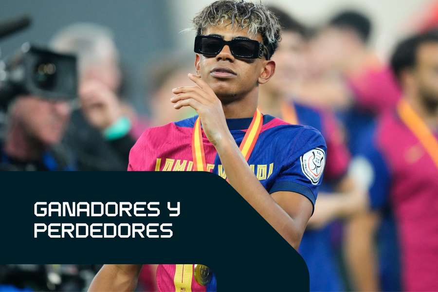 Lamine Yamal celebra la Supercopa de España