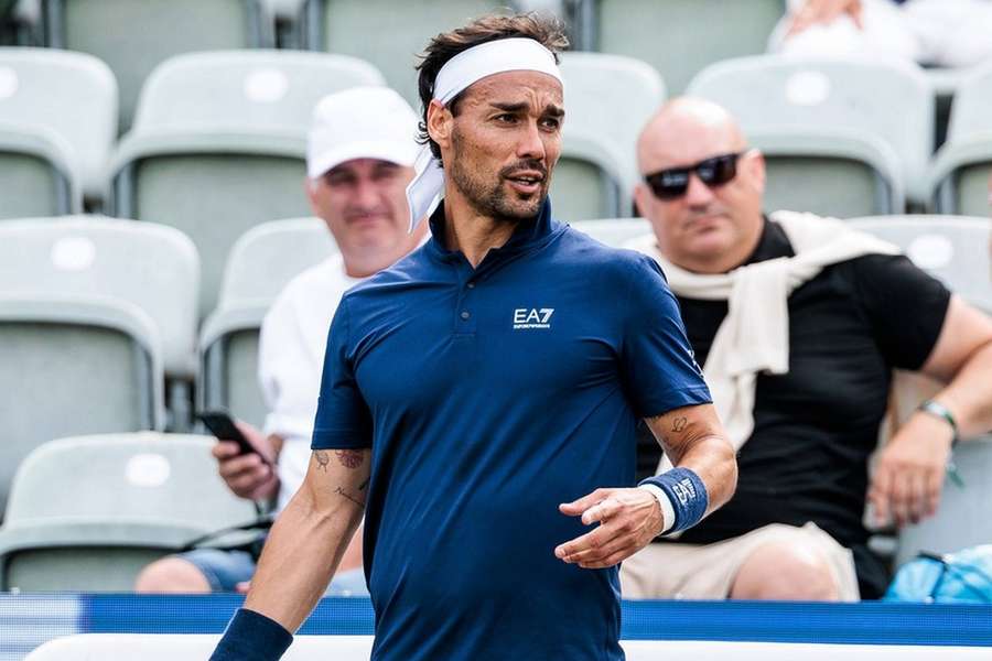 Fabio Fognini v utkání s Corentinem Moutetem.