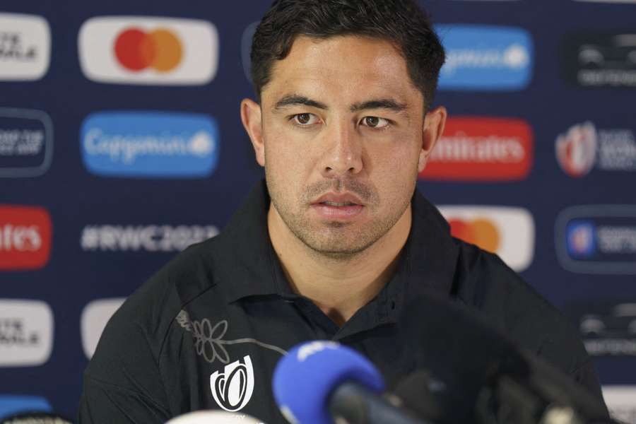 New Zealand's fly-half Anton Lienert-Brown took part in a press conference ahead of their World Cup opener against France