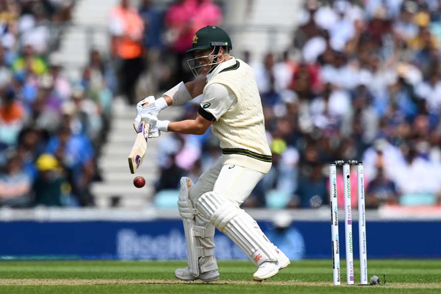 Australia's David Warner bats the ball