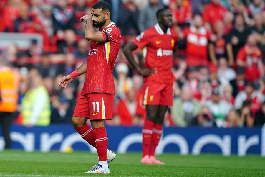 Salah não teve tarde feliz em Anfield