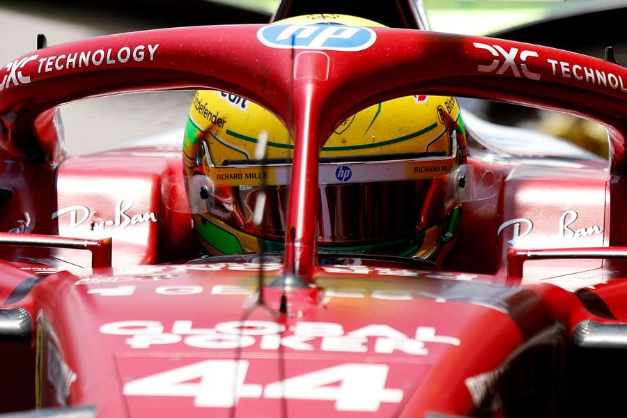 Lewis Hamilton stops in the pits during the practice session of the Sao Paulo F1 Grand Prix