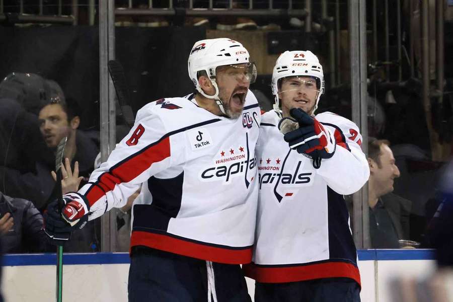 Ovechkin celebrates his third-period goal