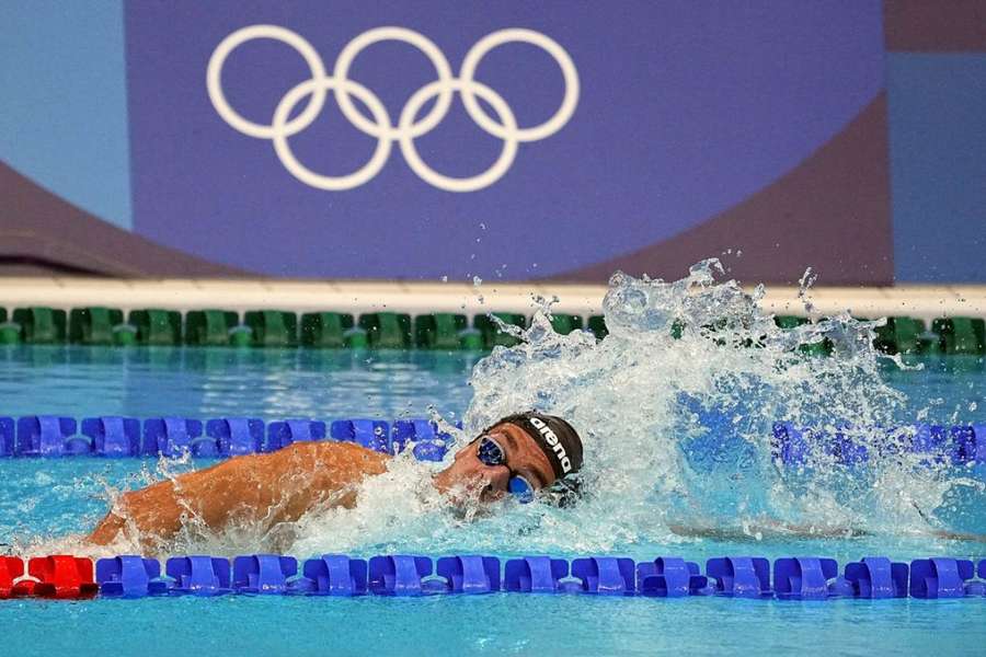 Gregorio Paltrineri in gara nella finale degli 800 metri stile libero ai Giochi Olimpici di Tokyo 2020