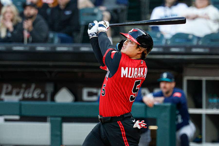 Munetaka Murakami at bat for the Chicago White Sox 