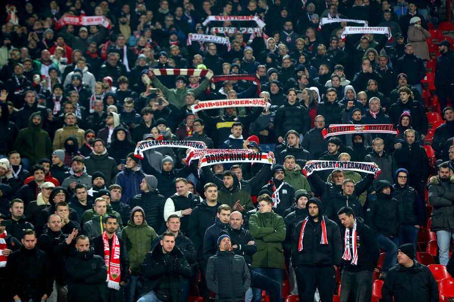 Stuttgart fans at Red Star's stadium in Belgrade Stuttgart fans at Red Star's stadium in Belgrade