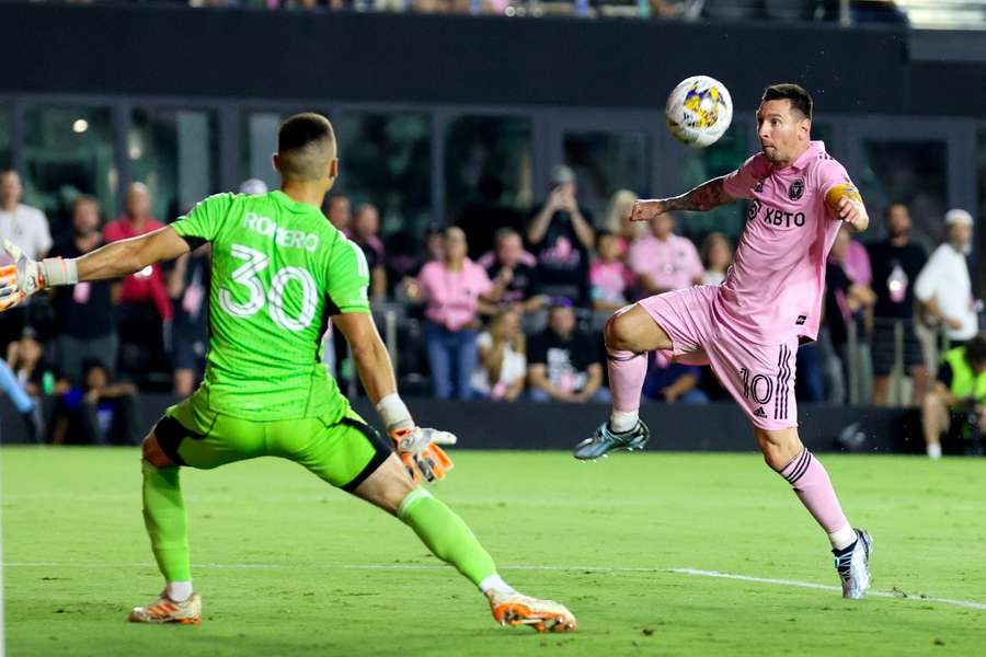 Messi (R) managed just 38 minutes for Miami