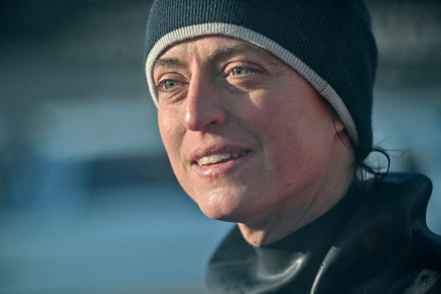 Justine Mettraux à son arrivée aux Sables-d'Olonne le week-end dernier.