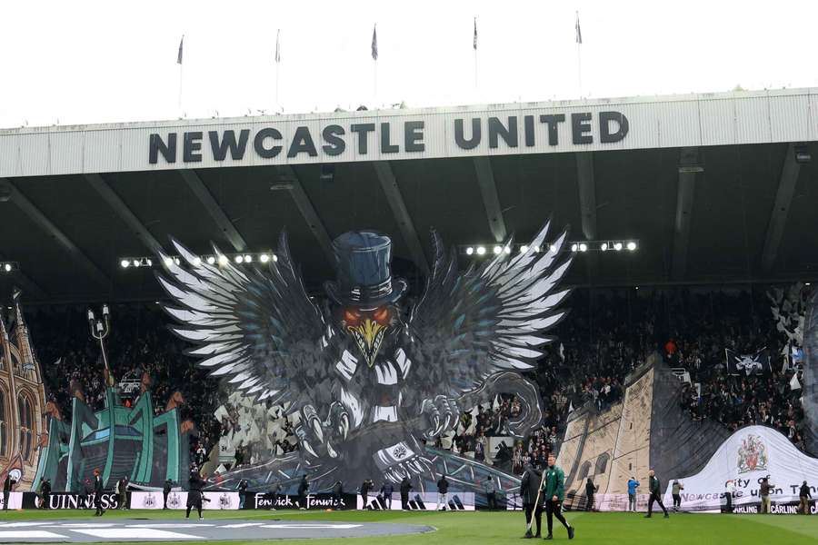 Newcastle United fans with a display before the start of the match against Sunderland
