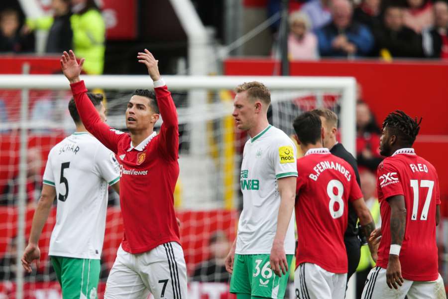 Cristiano Ronaldo was denied a goal at Old Trafford